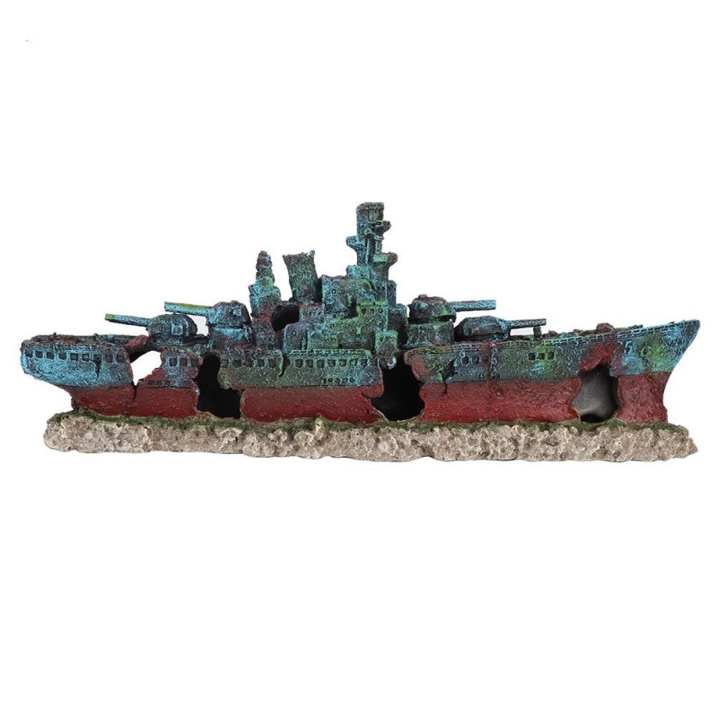 Harz Wrack Boot Versenkt Schlachtschiff Krieg Schiff Aquarium Aquarium Ornament Höhle Dekoration
