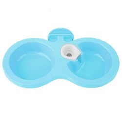 Haustier Katze Hund Welpen Doppel Schüssel Hängen Lebensmittel Wasser Feeder Für Kiste Käfig Kleine (blau) blau