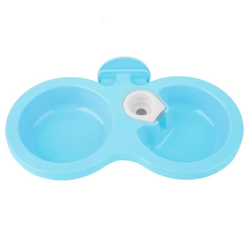 Haustier Katze Hund Welpen Doppel Schüssel Hängen Lebensmittel Wasser Feeder Für Kiste Käfig Kleine (blau) blau