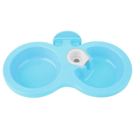 Haustier Katze Hund Welpen Doppel Schüssel Hängen Lebensmittel Wasser Feeder Für Kiste Käfig Kleine (blau) blau