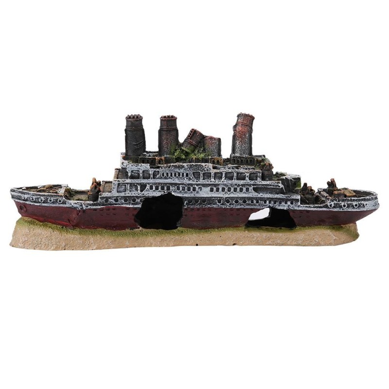 Titanic - verlorenes Schiffswrack - Aquarium-Dekoration - Wrack-Ornamente weiß