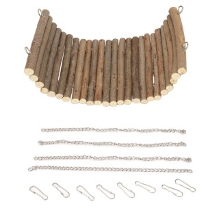 Hamster-Hängematte aus Holz, natürliche, große Schaukelfläche, zum Klettern und Spielen, mit Kette zum Aufhängen 15x30cm/5.9x