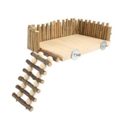 Hamster Klettern Plattform Holz Kauen Spielzeug Kleine Haustier Aktivität Spielplatz mit Zaun für Zucker