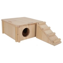 Hamster-Versteck aus Holz, Mehrzweck-Hamsterhaus aus natürlichem Holz mit hoher Dichte und Leiter