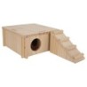 Hamster-Versteck aus Holz, Mehrzweck-Hamsterhaus aus natürlichem Holz mit hoher Dichte und Leiter