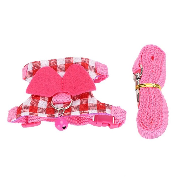 Kleine Tier Outdoor Walking Harness Rosa Plaid Weste Leine Set Brustgurt für Frettchen Chinchilla S