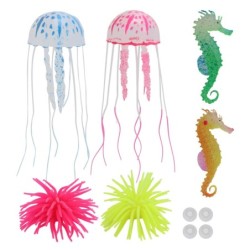 6 stücke Glowing Aquarium Ornamente Künstliche Aquarium Dekorationen für Salzwasser und Süßwasser