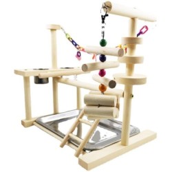 Vogel Spielstand Interaktive Bunte Schaukel Leiter Holz Papagei Spielplatz mit Feeder Cup für