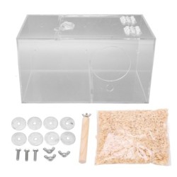 Vogelbrutkasten aus Acryl, transparenter Papageien-Nistkasten mit Standstange und Polsterung für alle Small