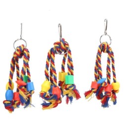 Vogel-Kauspielzeug, buntes Baumwollseil-Spielzeug, Kunststoffperlen, Beißschnur für kleine Papageien