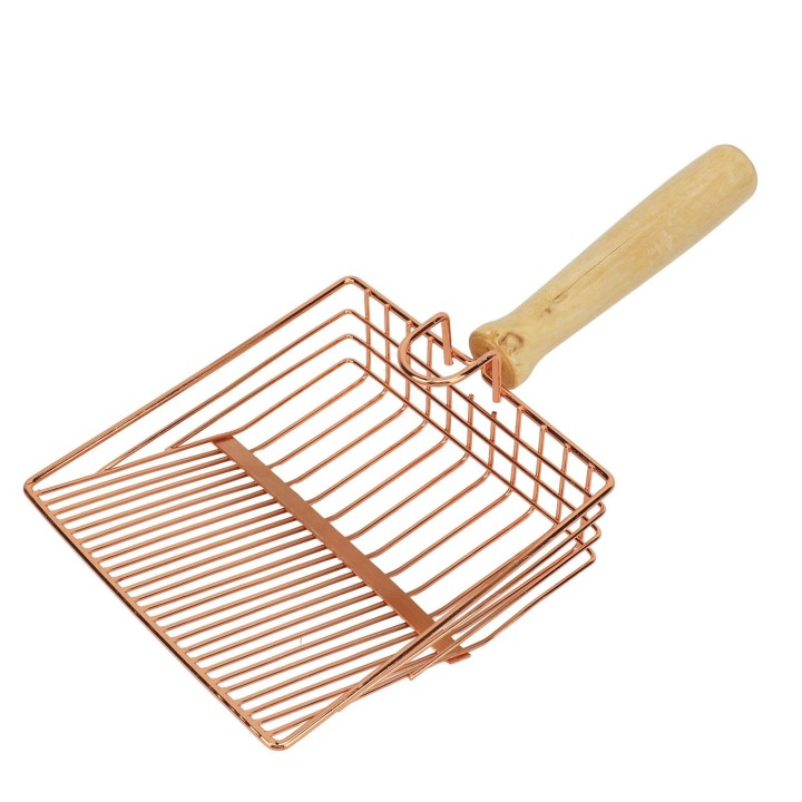 Katzenstreuschaufel, langer Holzgriff, stabiler Haken zum Aufhängen aus Metall, leicht zu reinigen, Katzenstreuschaufel aus M