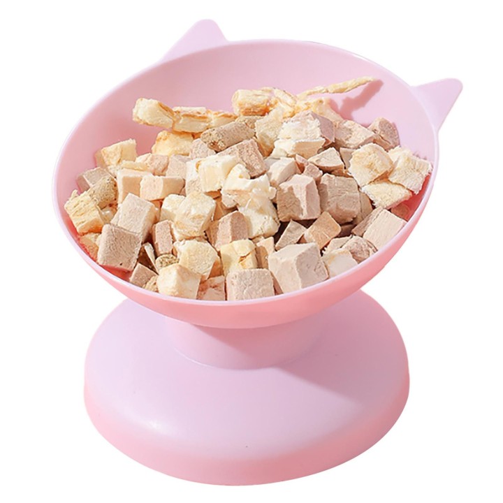 Hoher Katzennapf, erhöhter, schräger Mund, verhindert Umfallen, geneigter, erhöhter Katzenfutter-Futternapf für Katzen violet