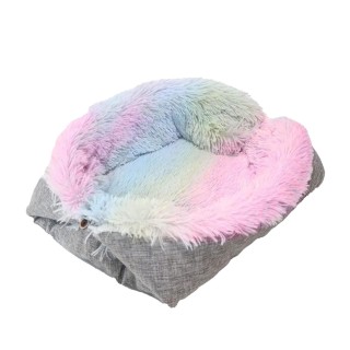 Haustier-Katzenbett, bunt, faltbar, doppelter Verwendungszweck, warmes Plüsch-Hundekäfig-Pad für Chihuahua, Mops, Bichon Frie
