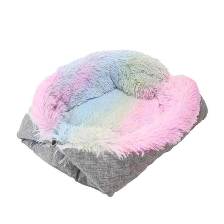 Haustier-Katzenbett, bunt, faltbar, doppelter Verwendungszweck, warmes Plüsch-Hundekäfig-Pad für Chihuahua, Mops, Bichon Frie