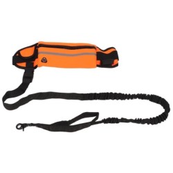 Freihändige Hundeleine, stoßdämpfende, reflektierende Hundelaufleine mit Reißverschlusstasche zum Spazierengehen orange