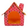 Haustierhaus, faltbares Bett, roter Ziegelstein-Schornstein, Katzen-Welpenbett, Zelt, Haustier, abnehmbar, waschbar, Hausrot