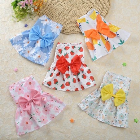 Kleine hund floral prinzessin kleid katze 2024 frühling Teddy neue haustier süße hund kleid sommer dünne Kleine XS gelb