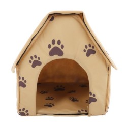 Haustierhaus, faltbares Bett, kleine Stellfläche, Haustierbett, Zelt, Welpen, Katze, abnehmbar, waschbar, Haus, braun braun