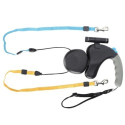 Haustier DoubleHead Zugseil One for Two Traction Dog DoubleEnded Leine mit LED-Licht(Schwarz )