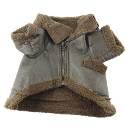 Hundelederjacke, Winter-Lederjacke für Haustiere, für kleine, mittelgroße und große Hunde und Katzen, XL XL