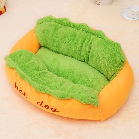Haustierbett in Hot-Dog-Form, innovativ, abnehmbar, für Herbst und Winter, warme Hunde-Schlafmatte für Katzen und Hunde, Größ