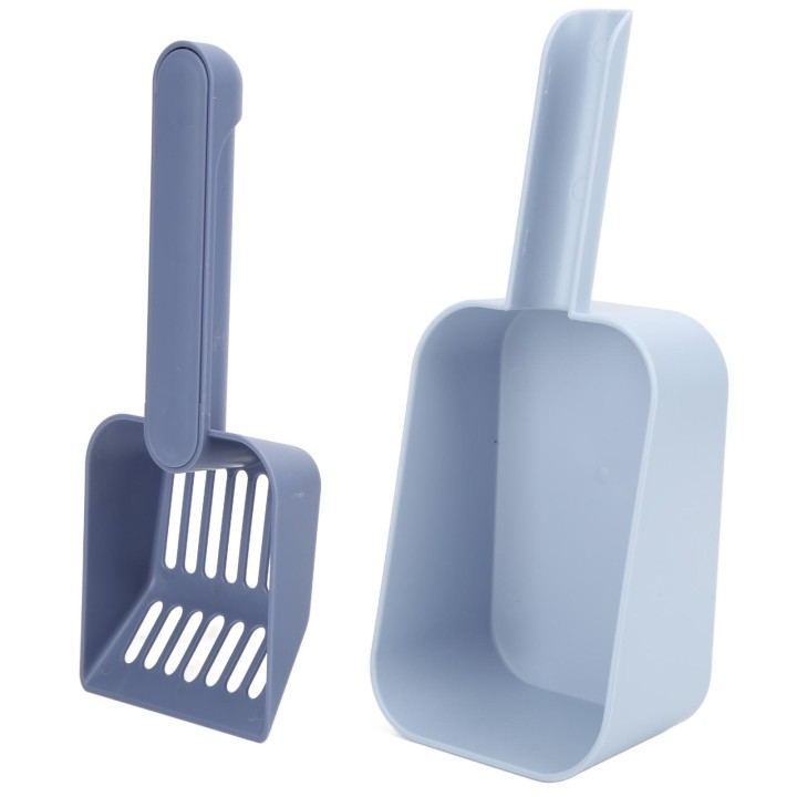 Katzenkotschaufel, multifunktional, ergonomisch, tragbar, aus Kunststoff, für Katzenstreu, Blau