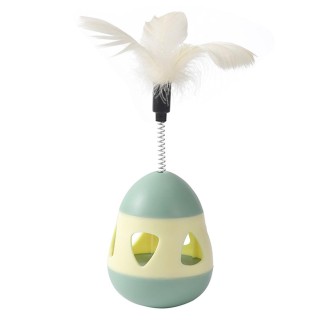 Leckerli-Spender für Katzen, Spielzeug mit Feder, interaktiv, verhindert Umkippen, langsame Fütterung, Puzzleball für Katzen,