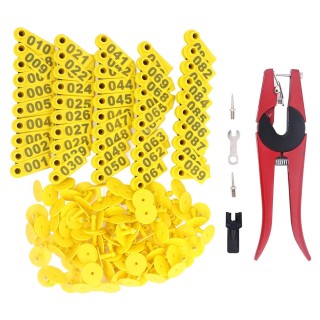100 Sets Vieh Ohr Tag Kit Anzahl Tier Ohr Tag mit Applikator für Rinder Pferd Schwein Schafe