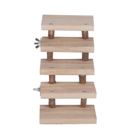 5 Schichten natürliches Holz Hamster Leiter Papagei Spielzeug Klettern Treppen Haustier Spielzeug Geschenk Käfig Zubehör