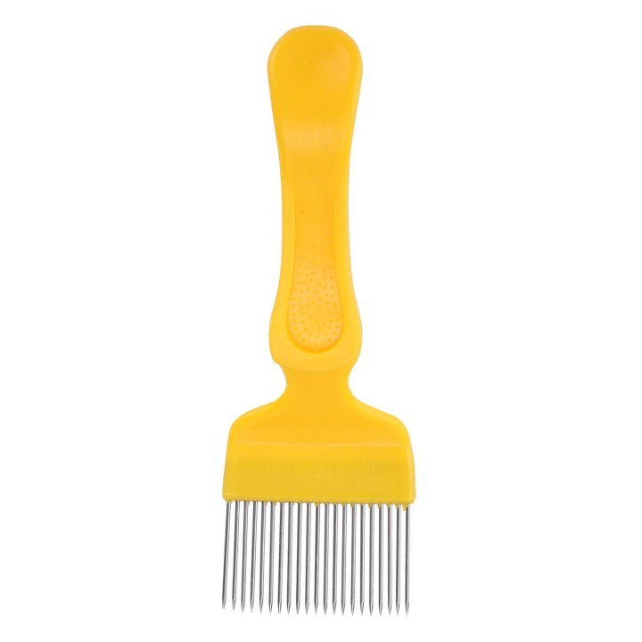 Honigschneidnadel Edelstahl-Schneidgabel 21 Gerade Nadel mit gelbem Kunststoffgriff für