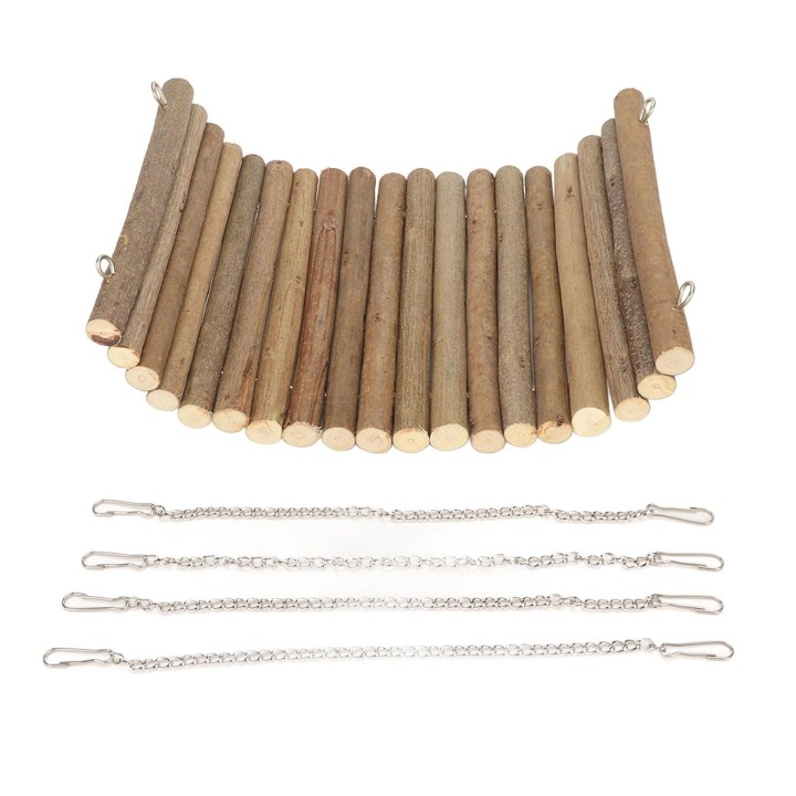 Hamster-Hängematte aus Holz, natürliche, große Schaukelfläche, zum Klettern und Spielen, mit Kette zum Aufhängen 20cm X 30cm