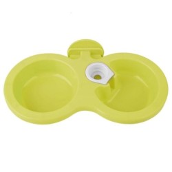 Haustier Katze Hund Welpen Doppel Schüssel Hängen Lebensmittel Wasser Feeder Für Kiste Käfig Kleine (Grün) grün