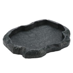 Futter- und Wassernapf aus Kunstharz für Reptilien, Stein, für Schildkröten und Eidechsen(Grünes M) Small