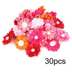 30 Stück bunte Haarschleifen für Haustiere, mit Perlendekor, für Welpen, kleine Katzen, Fellpflege-Accessoires