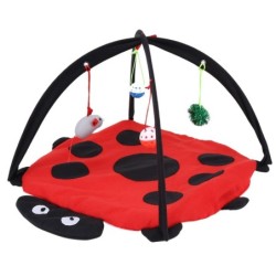 Faltbares Katzen-Aktivitäts-Spielmatten-Zelt, multifunktionales Haustierbett mit hängenden Spielzeugbällen