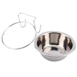 Edelstahl Hängen Haustier Käfig Schüssel Diner Haustier Vogel Katze Hund Lebensmittel Wasser Schüssel Aufhänger (L) L