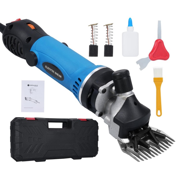 1450 W elektrische Schafschere Hochleistungs-Schafschermaschine 6 Geschwindigkeiten 2800 U/min mit 13-Zahn-Klinge blue-EU plu