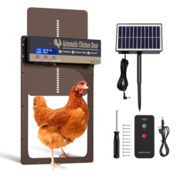 Automatische Hühnerstalltür, solarbetrieben, 4 Modi, Hühnerstalltüröffner aus Aluminiumlegierung mit Fernbedienung braun