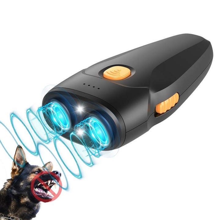 Gerät zur Kontrolle des Hundegebells, Ultraschall-Antibell-Abschreckung mit LED-Licht, wiederaufladbar, tragbar schwarz