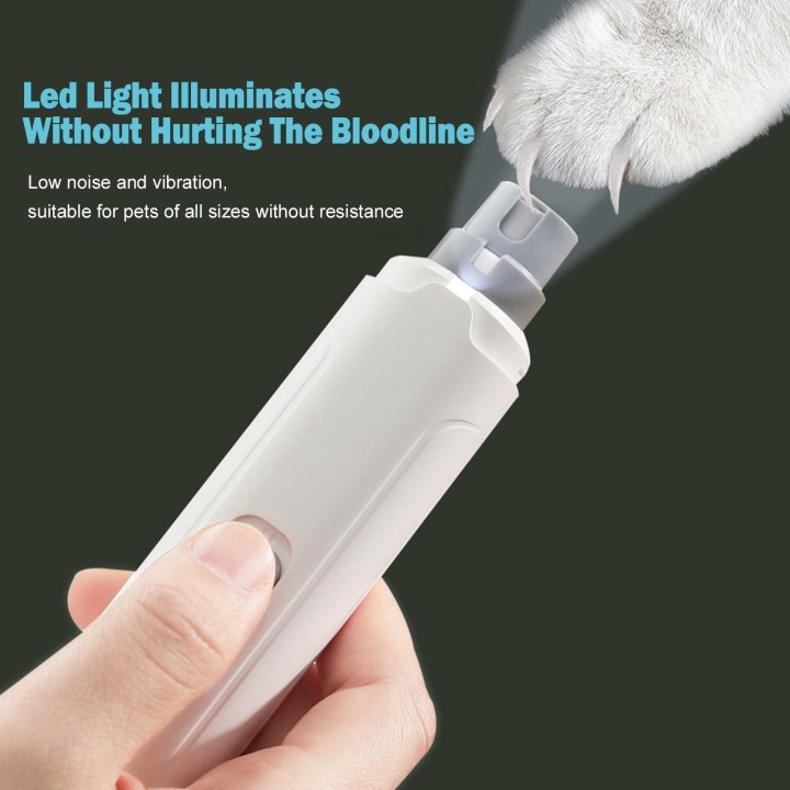Nagelschleifer für Haustiere, geeignet für Katzen und Hunde, große und kleine Hunde, leise und vibrationsarm, USB weiß