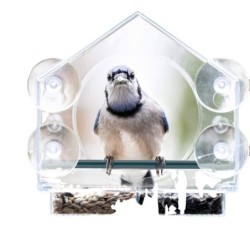 Vogelhäuschen aus hausförmigem Kunststoff, Acryl, Plexiglas, Acryl, Vogelhäuschen für Haustiere, 21,5 x 20,5 x 10 cm 0 weiß