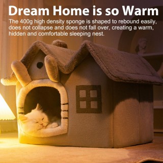 Katzenhausbett, ultraweiches Plüschmaterial, Katzenbetten für Hauskatzen, Katzenhaus, entlastet Muskeln und Gelenke S grau