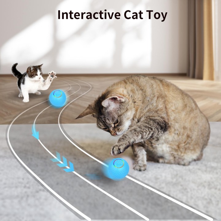 Katzenspielzeugball, Haustierspielzeugball, automatisch leuchtender rollender Ball für Haustiere, Einzelversion – Dual-Mode-D