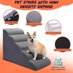 Hundetreppe für Hochbetten, 5-Stufen-Hundetreppe für kleine Hunde und Katzen, gebogene Haustiertreppe für Hochbetten kaffeebr