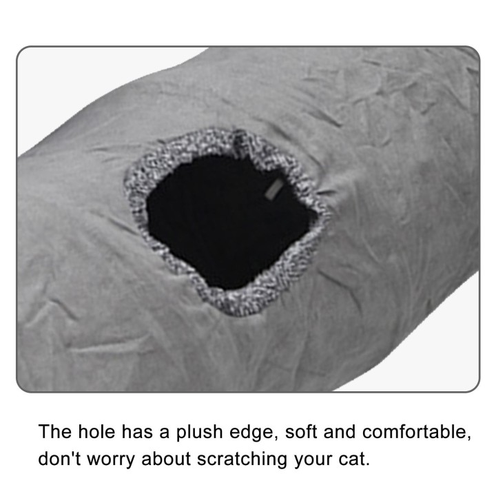 Wildleder-Katzentunnelspielzeug, faltbarer Peekaboo-Tunnel mit selbstspielender Kugel, integriertem Stahldraht S grau