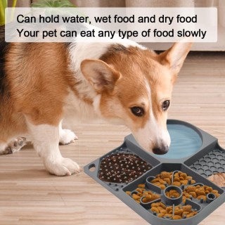 Leckmatte für Haustiere, Hunde und Katzen, Leckmatten mit Saugnäpfen, Silikon-Leckpad zum Baden und Pflegen violett