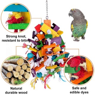 Natürliche Holz Vogel Kauen Spielzeug für Große und Mittlere Vögel Sicher und Umweltfreundliche Vogel Spielzeug für bunt