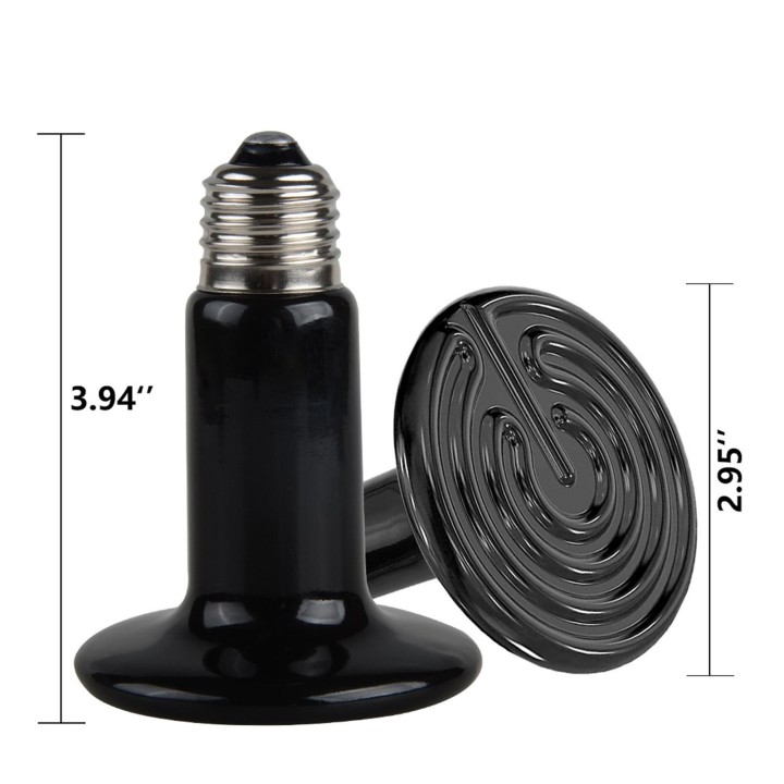 75W 110V Reptilien-Wärmelampe, wasserdichte Infrarot-Keramik-Wärmelampe E27-Lampenfassung Keramikheizung 75W schwarz