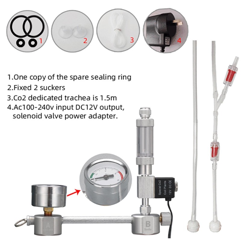 Aquarium DIY CO2 Generator System Kit CO2 Generator System mit Magnetventil Blasenzähler & AU Plug