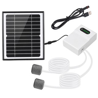 5 W/6 V solarbetriebenes Sauerstoff-Luftpumpen-Set für Aquarium-Oxygenator, Sauerstoffbelüfter, Solarluft schwarz